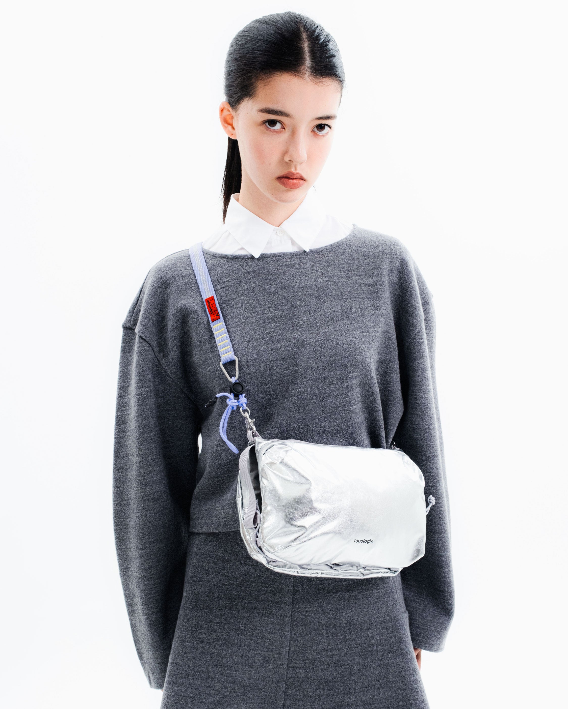 Bottle 大號水瓶斜背包/ 鉻銀色/ 8.0mm Rope 繩索背帶/ 星際紫