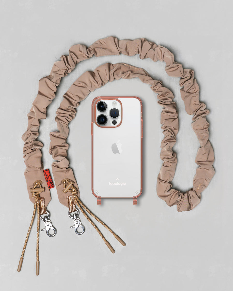 Verdon 手機殼 / 透色淡粉紅 / Bungee 繩索背帶 米色