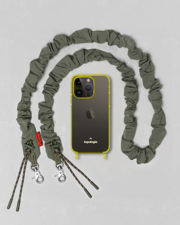 Verdon 手機殼 / 透色螢光黃 / Bungee 繩索背帶 軍綠