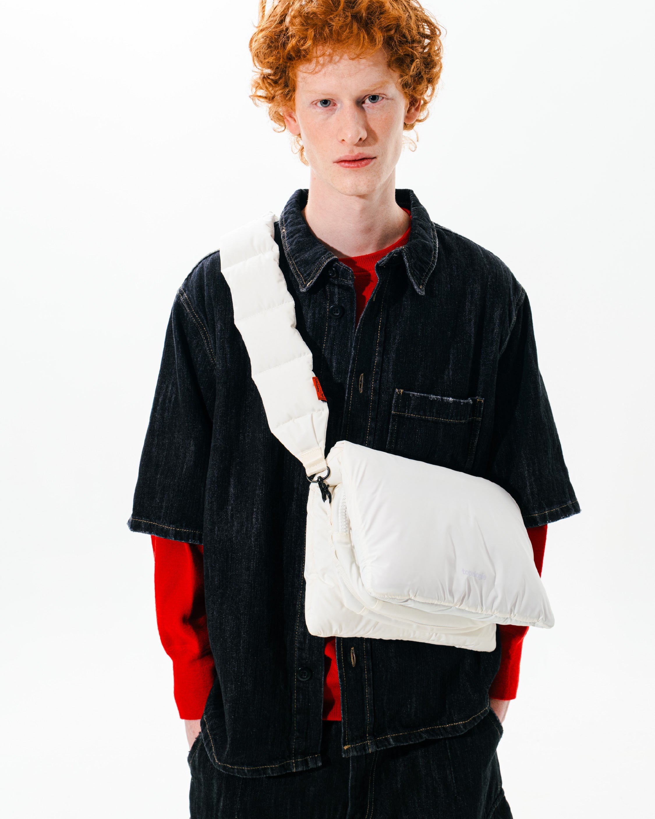Puffer 絎縫背帶 / 米灰色