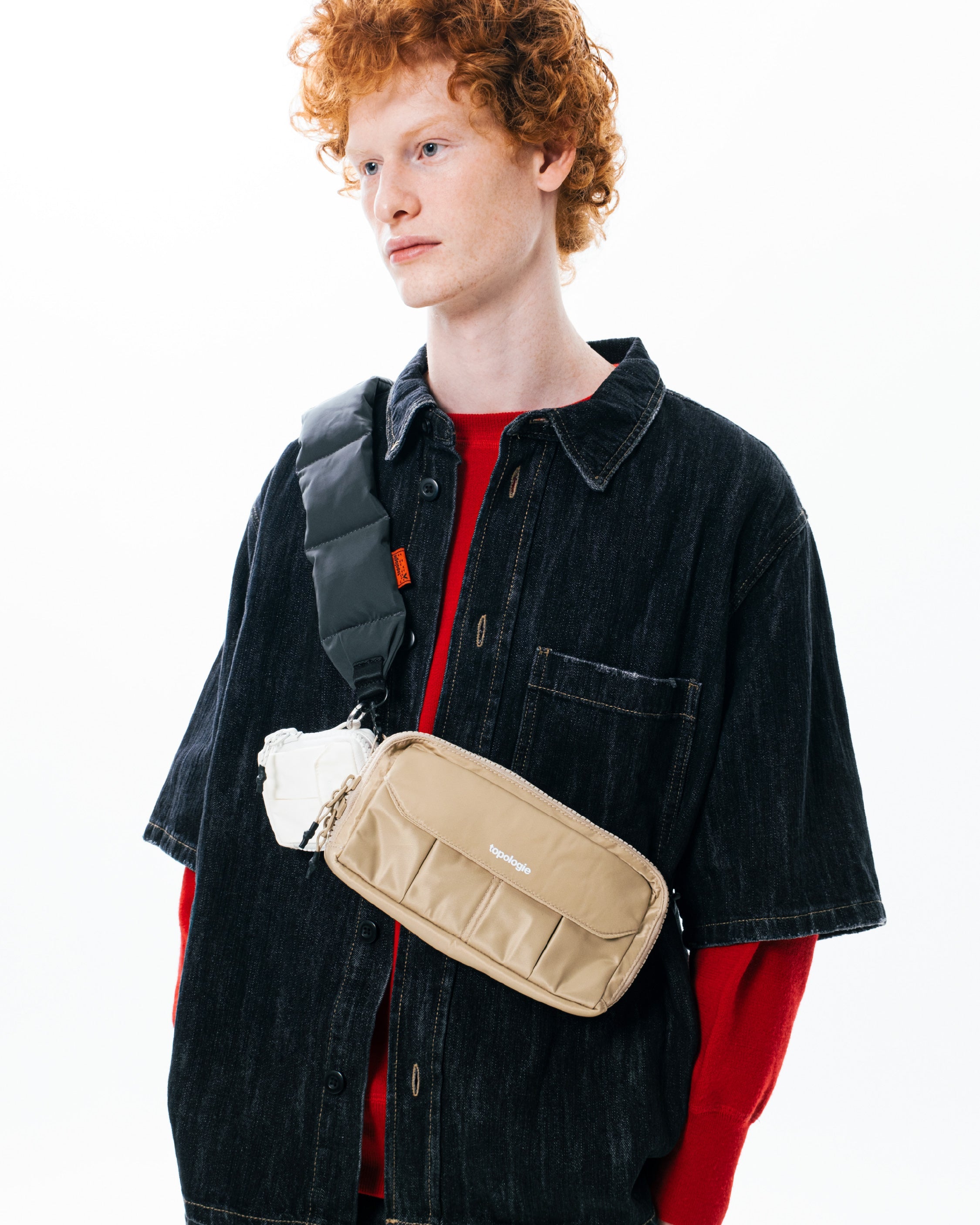 Puffer 絎縫背帶 / 米灰色