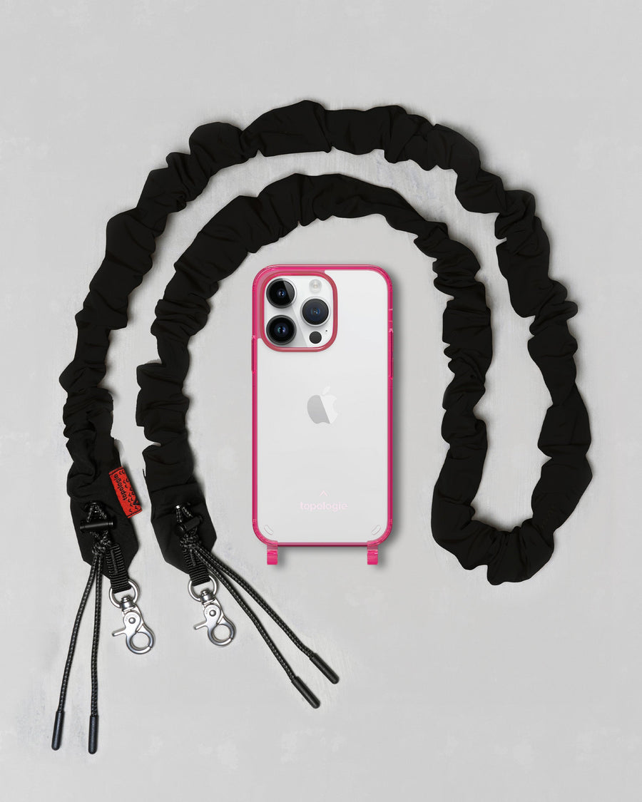 Verdon 手機殼 / 透色螢光粉紅 / Bungee 繩索背帶 純黑