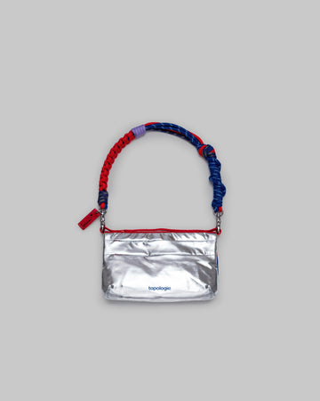 Phone 90 摺疊貼身小包 / 衛星銀 / Metallic / Macrame 編織腕帶 / 霓紅藍