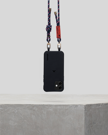 Dolomites 繩索背帶手機殼 / 黑色 / 6.0mm 海軍藍圖案
