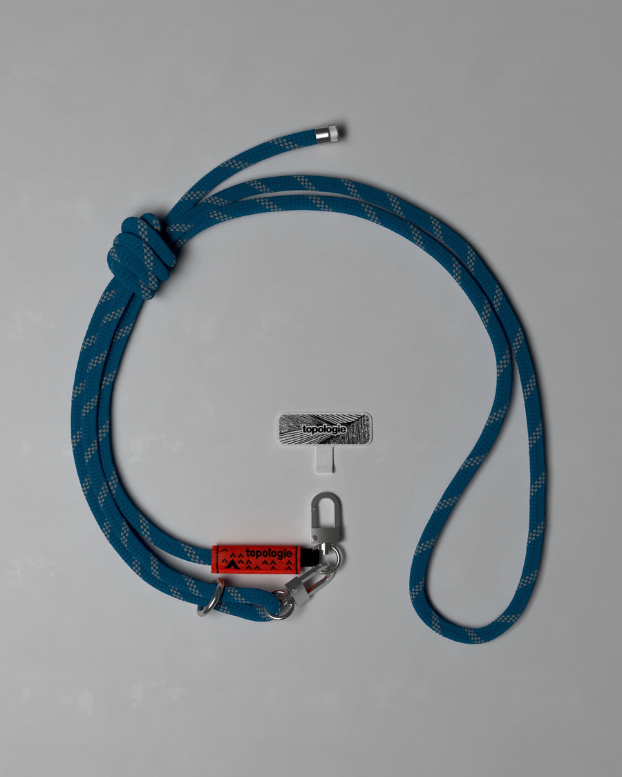 手機掛繩夾片 + 8.0mm Rope 繩索背帶 / 反光水藍