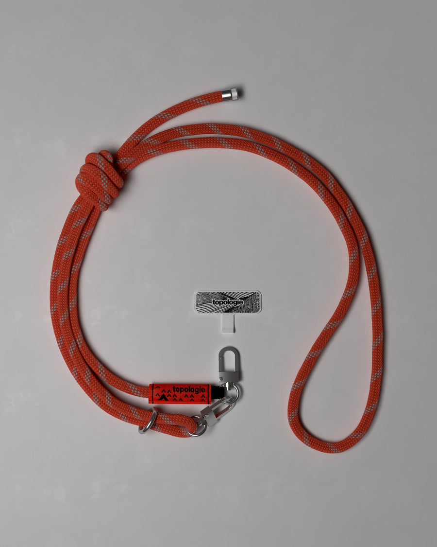 手機掛繩夾片 + 8.0mm Rope 繩索背帶 / 反光咖啡紅