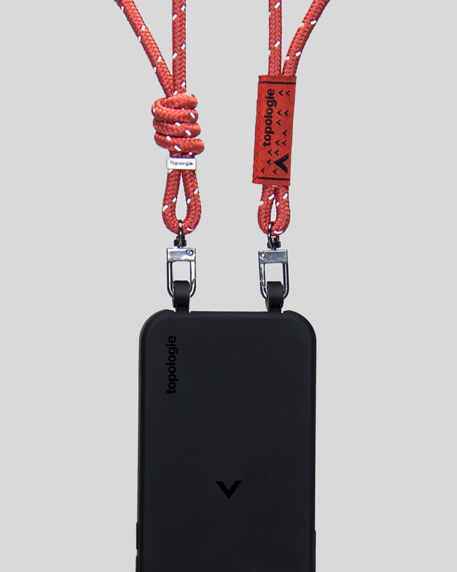 Dolomites 繩索背帶手機殼 / 黑色 / 6.0mm 反光磚紅