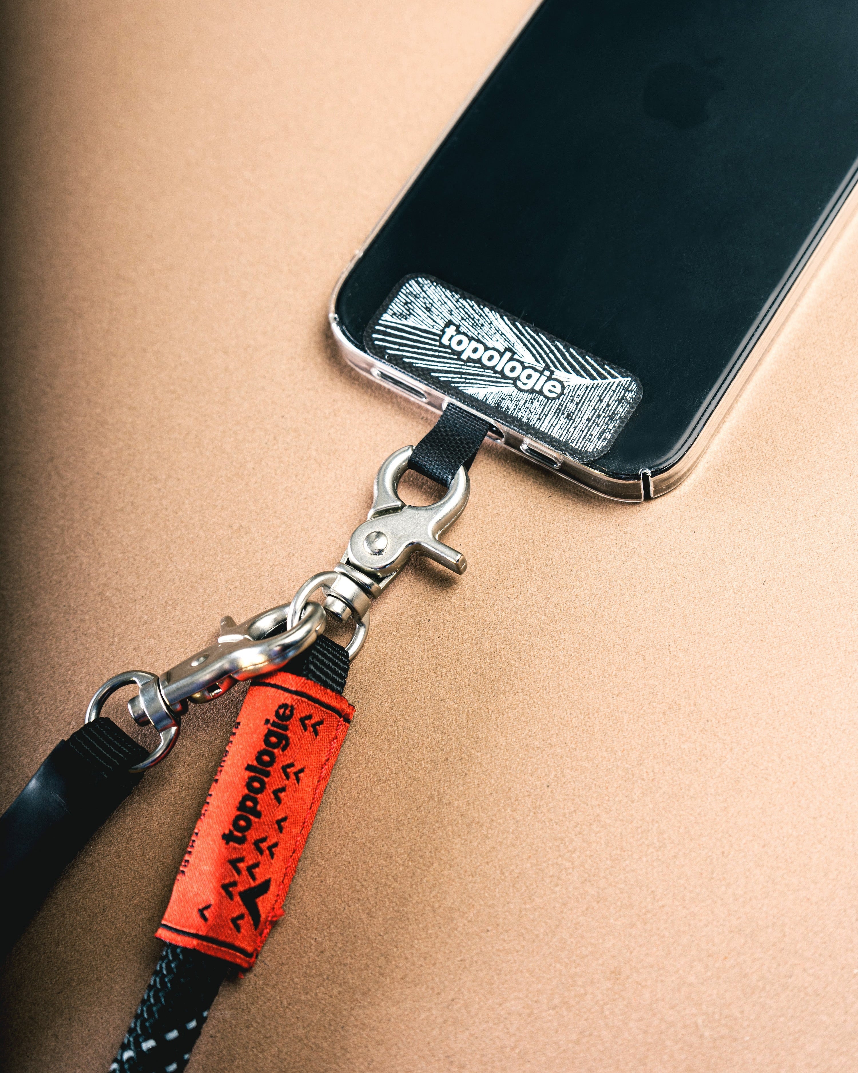 3.0mm Tricord 繩索背帶 / 橘黑圖案 + 手機掛繩夾片