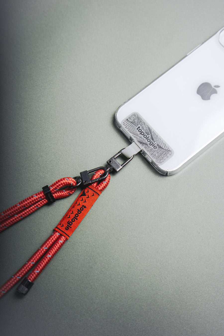 手機掛繩夾片 + 8.0mm Rope 繩索背帶 / 反光咖啡紅