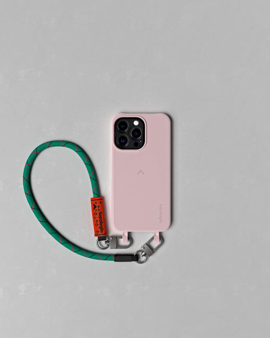Dolomites 手機殼 / 淺粉 / 8.0mm 繩索腕帶 寶石綠混紅圖案