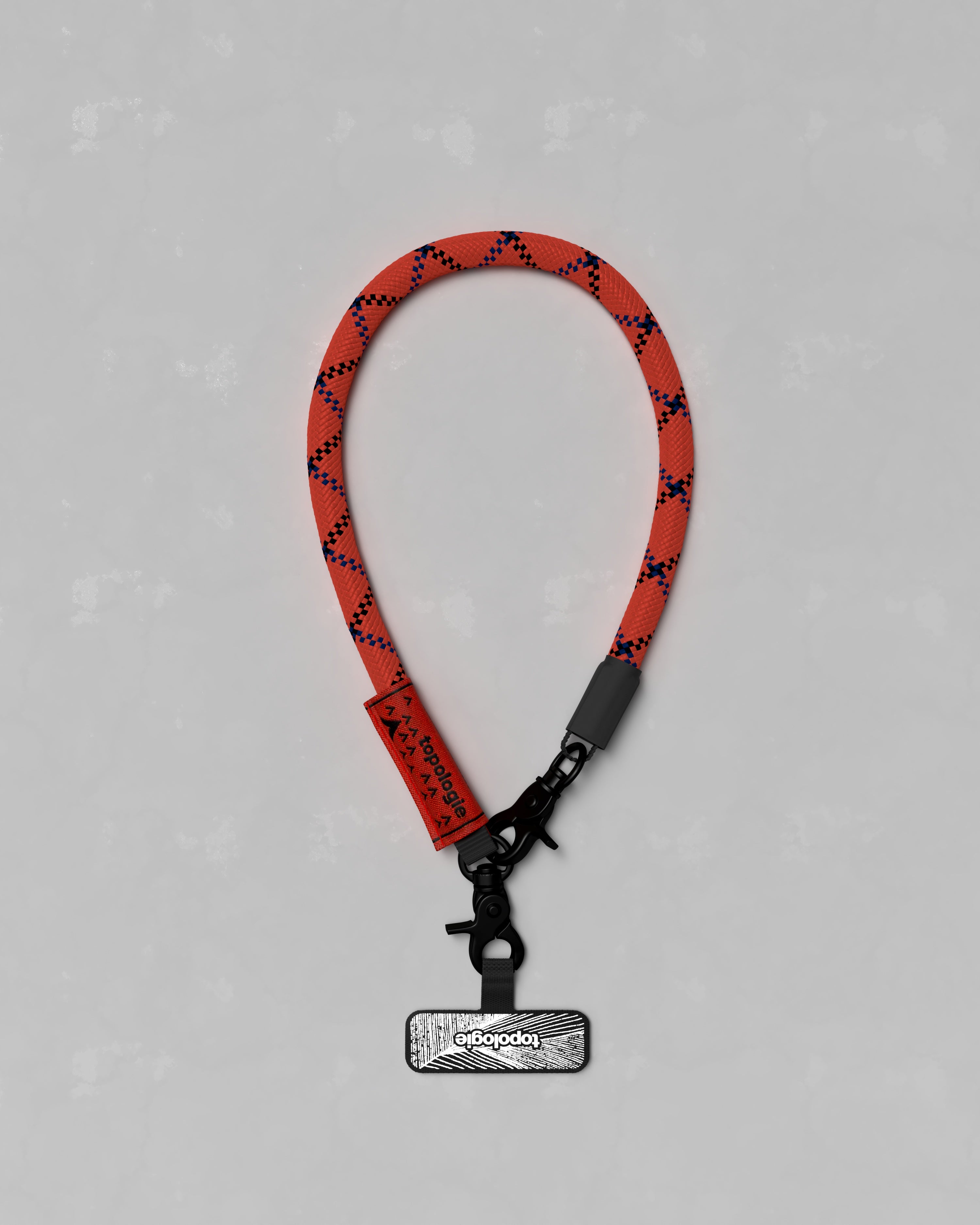 10mm 繩索腕帶 / 咖啡紅花紋 + 手機掛繩夾片