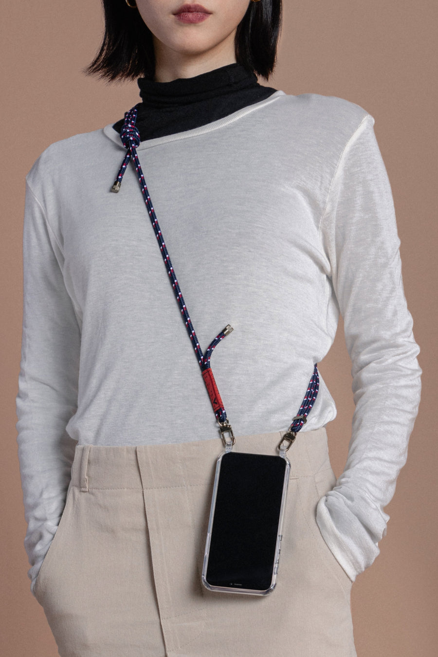 Verdon 繩索背帶手機殼 / 鏡面 / 6.0mm 蜜桃粉混色圖案