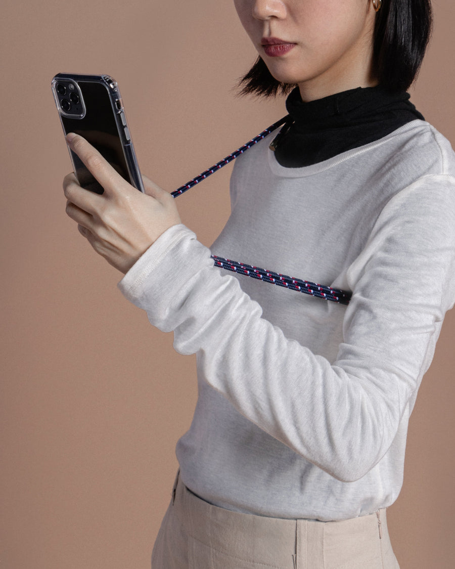 Verdon 繩索背帶手機殼 / 鏡面 / 6.0mm 蜜桃粉混色圖案